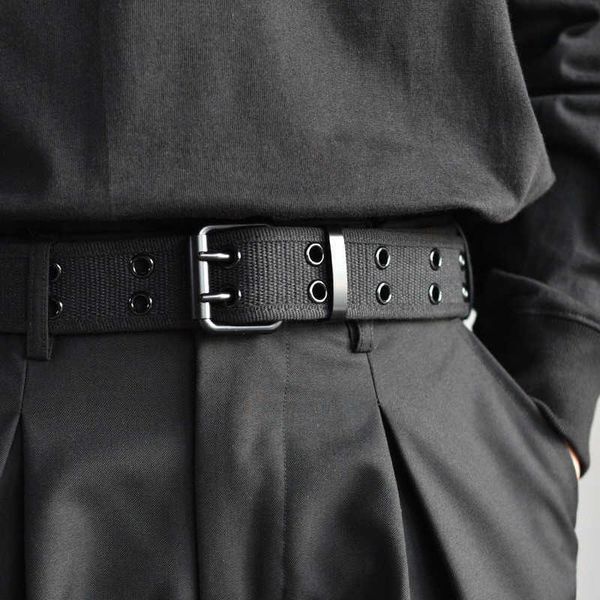 

belts british style men nylon weaving belt with hole male waist belts for suit pants jeans trousers alloy double pin buckle waistband z0404, Black;brown