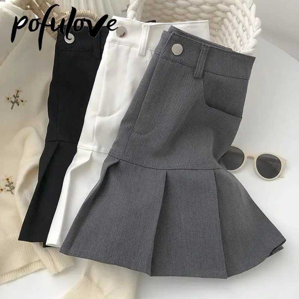 

skirts pleated skirt women y2k harajuku white pencil skirt uniforms safety pants summer solid color casual mini kawaii skirt fashion p230403, Black