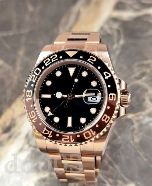 

multistyle mens watch 41mm dial designer watch automatic gmt all stainless steel montre homme mechanical business classic watches 904l sapph, Slivery;brown