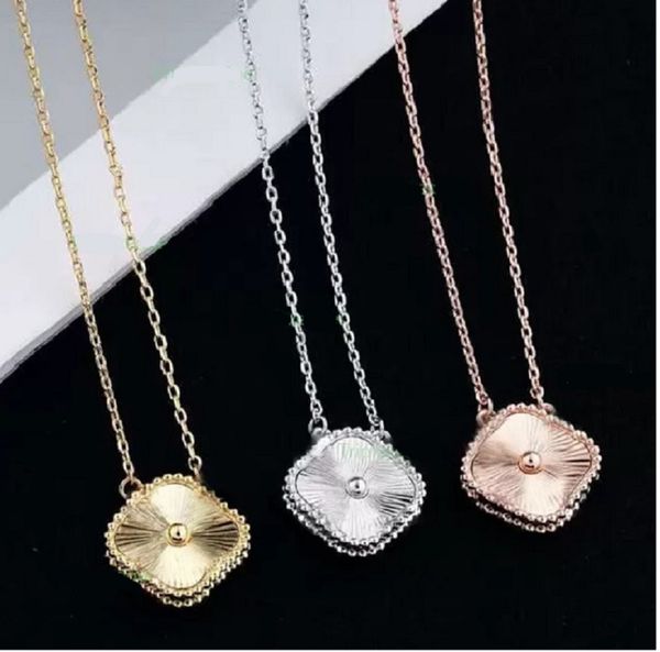 

fashion classic pendant necklaces for women luxurious four leaf clover stripes locket necklace diamonds choker chain designer jewelry 100% s, Silver