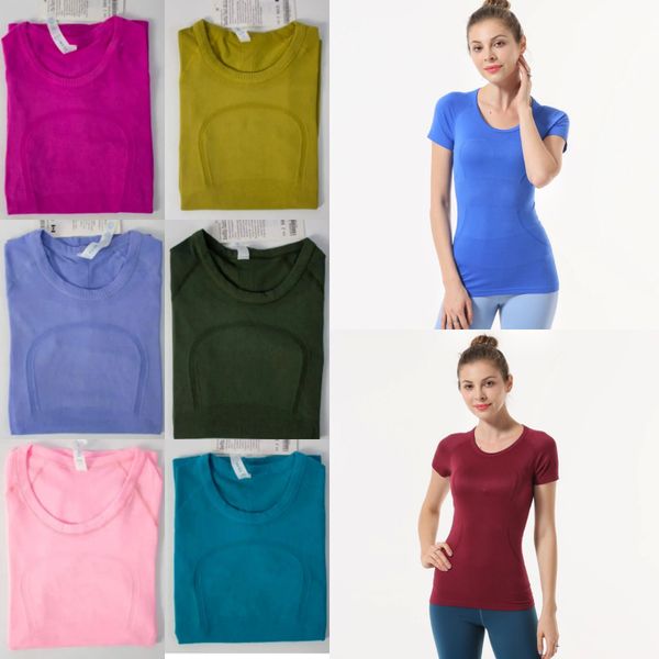

LL-1.0 Women Yoga T-shirts Women's T-shirt High-elastic Breathable Running Top Quick Drying Seamless Short Sleeve Sport-cycling Gym Wear Lu Good, #9