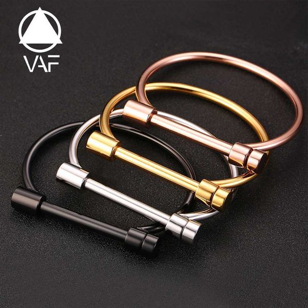 

vaf d shape bar cuff bangle screw bracelet 18k 14k gold plated rose sterling silver stainless steel for unisex