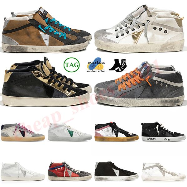 

high mid 2023 golden new italy brand gooses palte-forme shoes slipper sneakers doold dirty sports dhgate men women casual white leather sho, Black