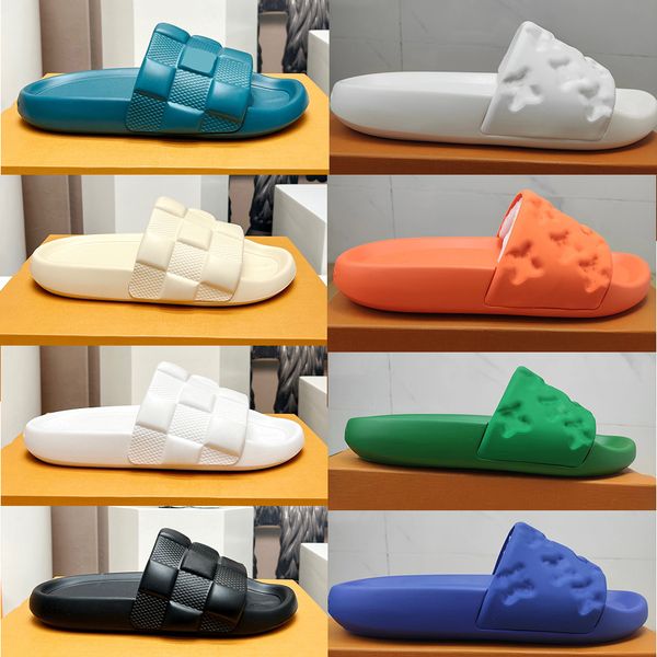 

casual shoes luxury paris slippers designer womens rubber slide mens waterfront embossed mule fashion women slides flat summer sandals beach, Black