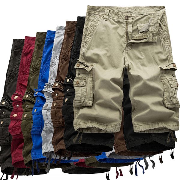 

men's shorts summer korean multi color wash goods shorts for men's loose multi pocket tactical goods cotton shorts for men's, White;black