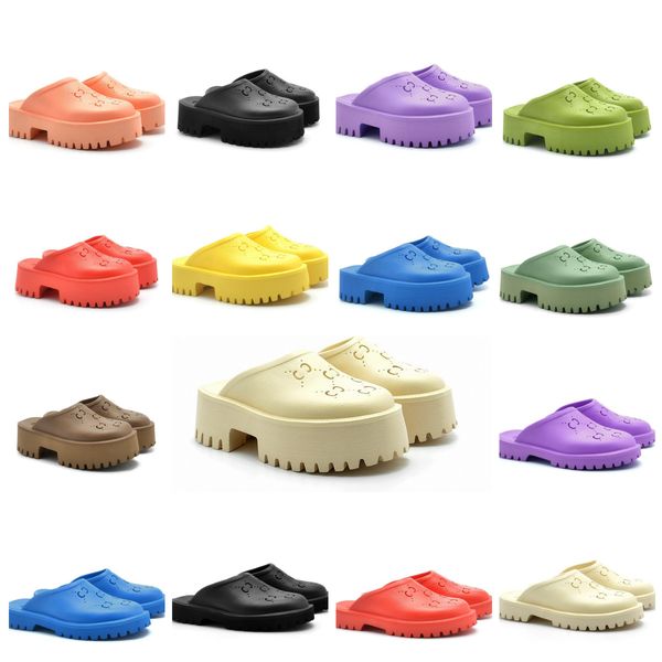 

design brand perforated slippers men women platformhollow pattern sandals wedge rubber cut-out slide transparent materials fashion beach fla, Black