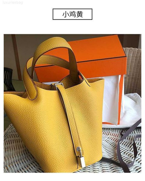 

designer bag classic women's light luxury vegetable basket bucket litchi pattern layer cow leather handbag98g4vyuz picotin