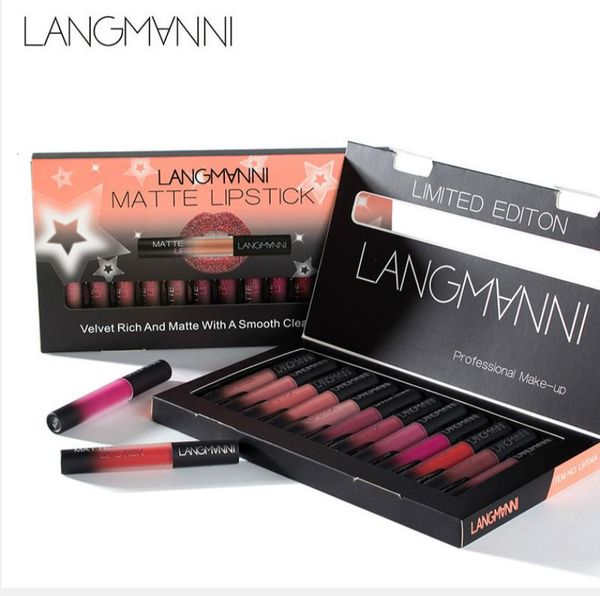 

matte lipstick set 12pcslot waterproof nutritious velvet lipstick red tint nude women fashion lips makeup set1589124
