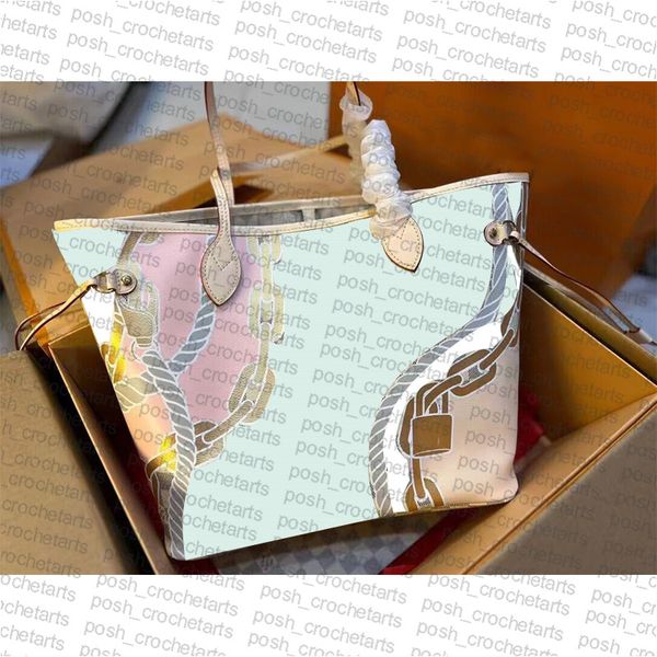 

nautical white checker tote with silk print chain spring and summer open tote with matching pouch