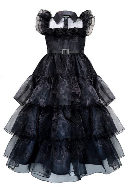 

girl's dresses wednesday addams girls black tulle dress cosplay trendy dance kids belt 230403, Red;yellow
