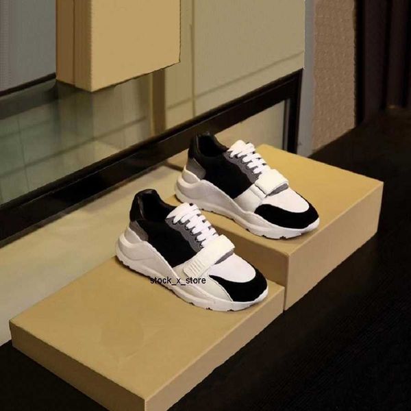 

real burbrerys luxury sneakers leather designer casual shoes brand running sneaker man woman shoes trainer ace slide slipper boots by withou, Black