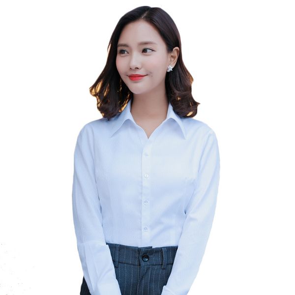 

women's blouses shirts women's long sleeved summer women's work clothes shirt v-neck lapel white women's shirt oversized