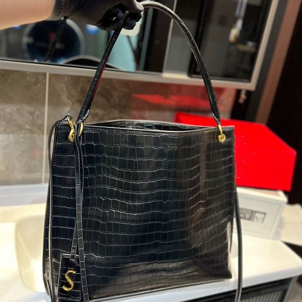 

2023 new designer tote bag with crocodile pattern shopping bag new design fabric new matte deer skin pattern fabric shoulder bag handbag