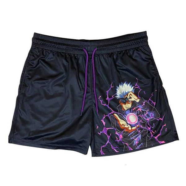 

men's shorts anime jujutsu kaisen men sports casual clothing fitness workout running quickdrying mens gym training 230403, White;black