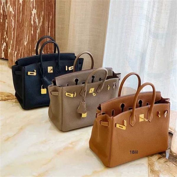 

designer herms handbags birkin women bags spring and summer 2023 new litchi pattern 30 leather head layer large capacity crossbody portable