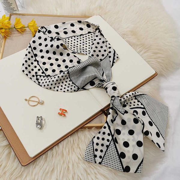 

sarongs autumn and winter new professional decoration 14*145 narrow and long small silk scarf female simulation silk simple scarf p230323, Blue;gray