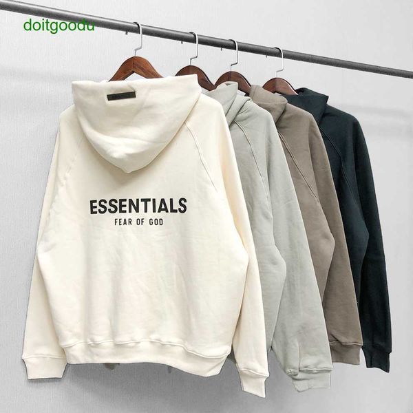 

fear god multiple essens fosg back stereo letters high street plush hoodie, Black