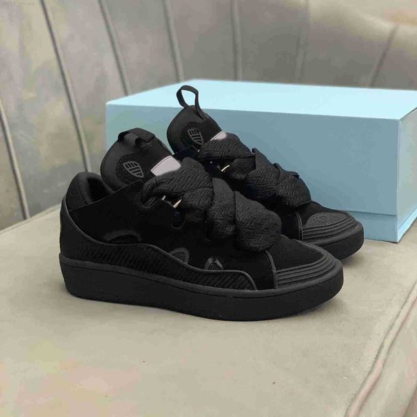 

dress shoes men women designer curb painted low catwalk stitching embossed suede leather rubber platform loafers breathable lanvins sneakers, Black