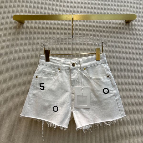 

luxury brand fashion denim embroidery lady shorts women 2023 summer high waist skinny casual short jeans for woman 2 colors, White;black