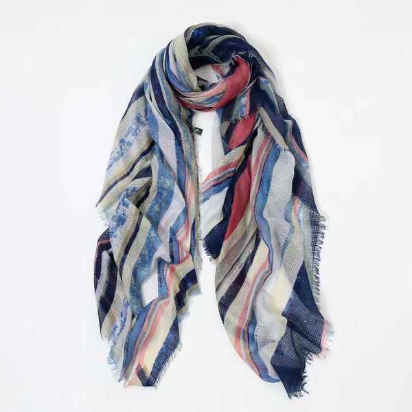 

sarongs 2021 fashion ombre stripe print scarf shawls long ombre fringe wrap hijab scarves p230403, Blue;gray