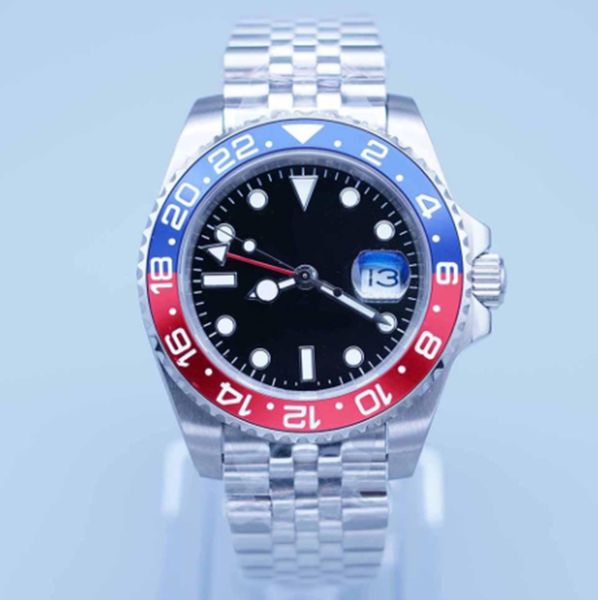 

st9 super u1 men 3866 watch automatic movement batgirl blue red ceramic sapphire dial master 2 jubilee bracelet wristwatch mens watches relo, Slivery;brown