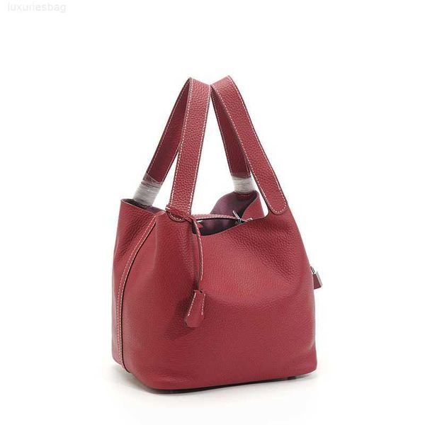

designer luxury fashion genuine leather women's handbag layer cowhide soft vegetable basket water bucket bagifz83ksj picotin