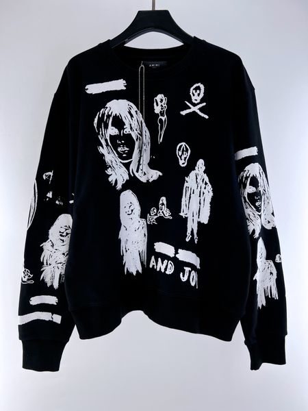 

23 men's new loose sweater designer luxury round neck sweater men's us size women's pendant sweater, Black