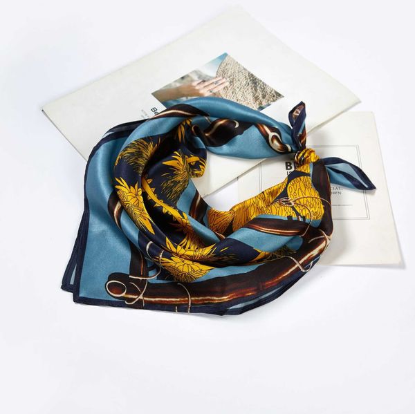 

sarongs new style japanese and korean style silk small square scarf female mulberry silk small scarf fence gray stewardess silk scarf p23032, Blue;gray