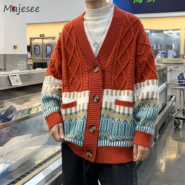 

men's sweaters cardigan men retro harajuku sweater winter fashion baggy all match teens clothing thick knitwear high street chic 230403, White;black