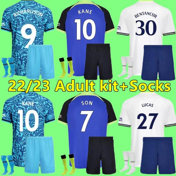 

22 23 kane son soccer jerseys kulusevski romero hojbjerg 2022 2023 tottenham lucas llors football kit shirt bryan bergwijn spurs richarlison, Black