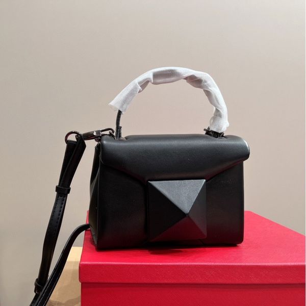 

fashion bag designer handbag women's one shoulder bag large riveted square vintage soft cowhide solid color clamshell chain bag senior