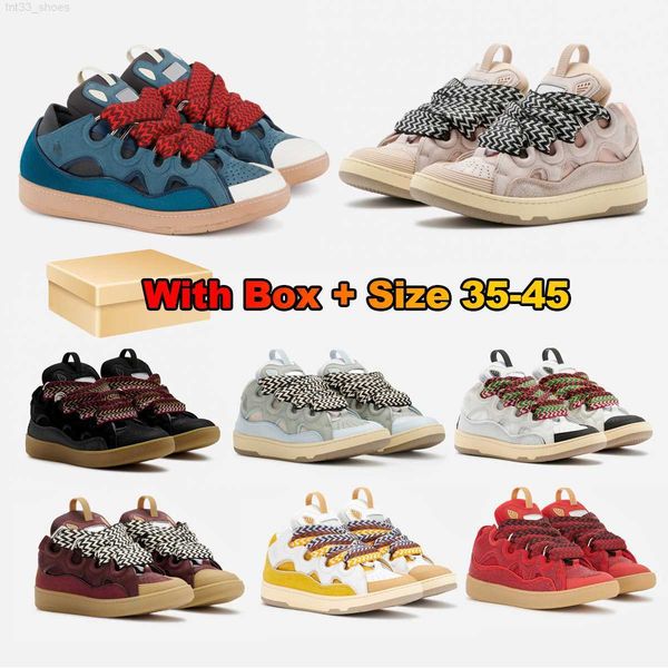 

designer shoes extraordinary sneaker embossed leather curb sneakers mens womens in nappa calfskin shoe rubber platform sole size 35-45, Black