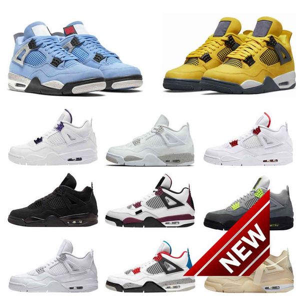 

2021 mens basketball shoes 4 university blue sail red court purple black cat 4s volt bred cactus jack pure money royalty men women2589