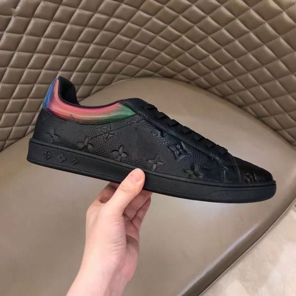 

luxembourg sneakers mens casual shoes luxury designer sneaker floral embossed pattern real leather trainer flower motifs trainers 02, Black