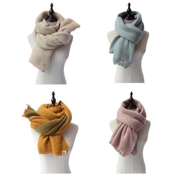 

sarongs korean style winter warm wool scarf for women design striped elastic knitted scarves female bandana thick neckerchief shawl 2023 p23, Blue;gray