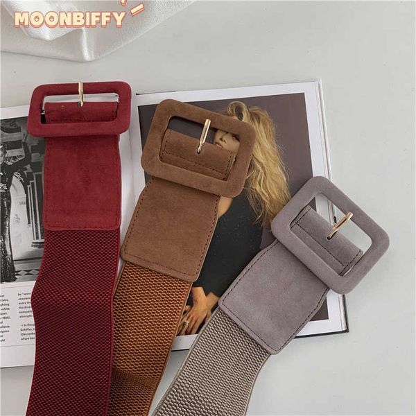 

belts suede belts for womens belt elastic lady clothes korean style buckle elastic wide belt all-match clothes decor 2022 z0404, Black;brown