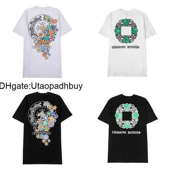 

luxury t shirt men's classic brand tees men women sanskrit letter sweatshirts short sleeve horseshoe designer couple t-shirts cross te, White;black