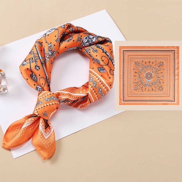 

sarongs 2022 new digital twill silk scarf female 53cm all-match small square scarf small scarf headband tied bag scarf p230403, Blue;gray