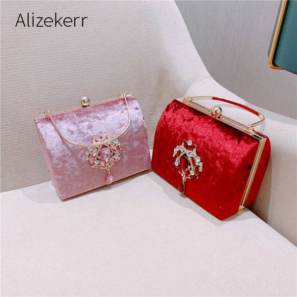 

evening bag diamonds velvet clip bags women handmade retro metal handle small