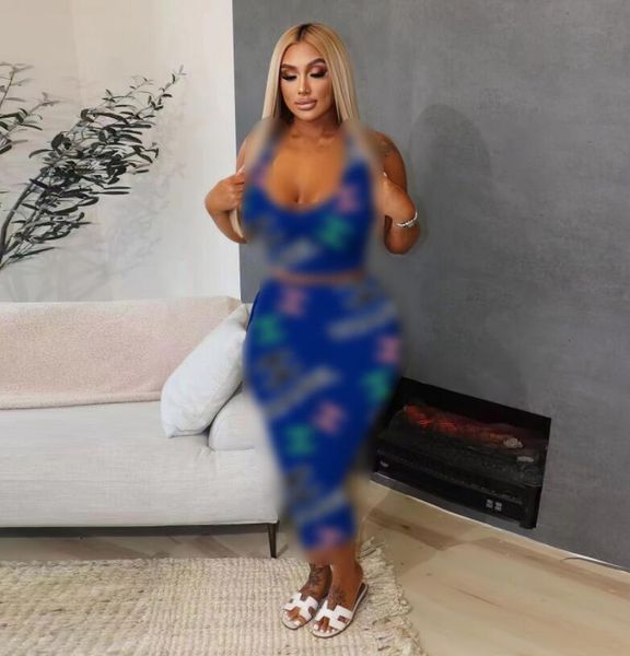 

women's casual dress 2023 summer new print two piece set designer brand tight women's dress927, Black;gray