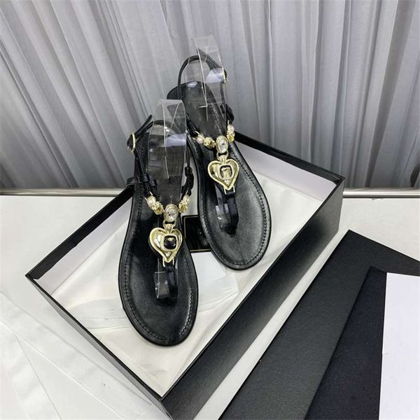 

summer popular women sandals 2023 channel luxury brand business dress wedding party leather high heels casual flat slipper 08-017, Black