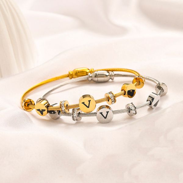 

classic style bracelets women bangle designer jewelry crystal gold plated stainless steel lovers gift bangles mens bracelet zg1161, Black