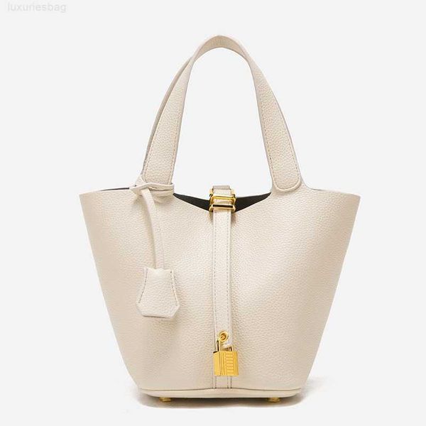 

designer luxury vegetable basket bucket in vegetable basket women's litchi pattern versatile hand commuting simple bucket bag0axs