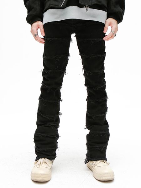 

men's pants liu su slimming jeans fashion hip hop street clothing slow travel famous brand designer men clothing 230403, Black