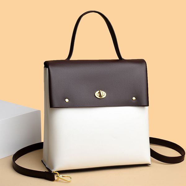 

Versatile shoulder bag 4 colors street trend color matching leather backpack elegant atmosphere buckle handbag this year's popular anti-theft leisure backpacks, Brown