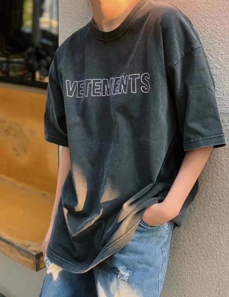 

2023fashion brand vetements t shirts men solid t-shirt tags oversized designer cotton loose long t-shirt men hiphop streetwear tees, White;black