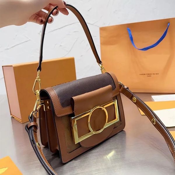 

dauphine fashion shoulder bags canvas women handbag designer brand messenger bag wallet purse crossbody bag embossing real leather