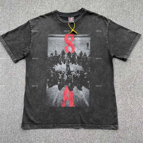 

vintage washed t-shirt men's plus tees women quality t shirt, Black;brown