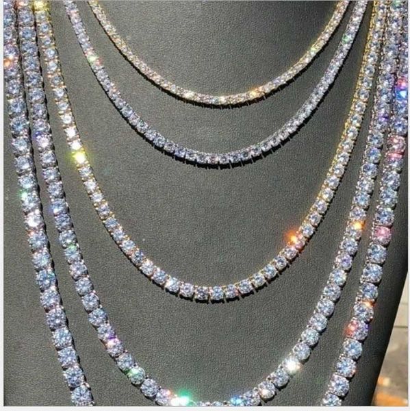 

selling hip hop 4mm gold plated diamond iced out tennis chain link necklace jewelry, Silver
