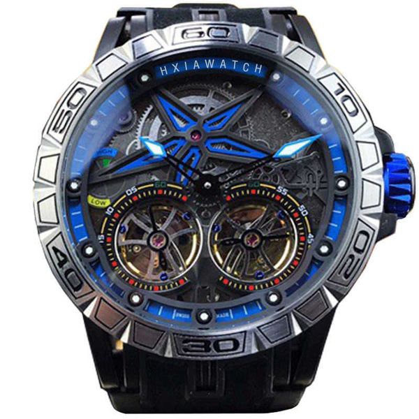 

milles watch fashion trend men's watch tuo flywheel fully automatic mechanical watch series hollow out waterproof large dial personaliz, Slivery;golden